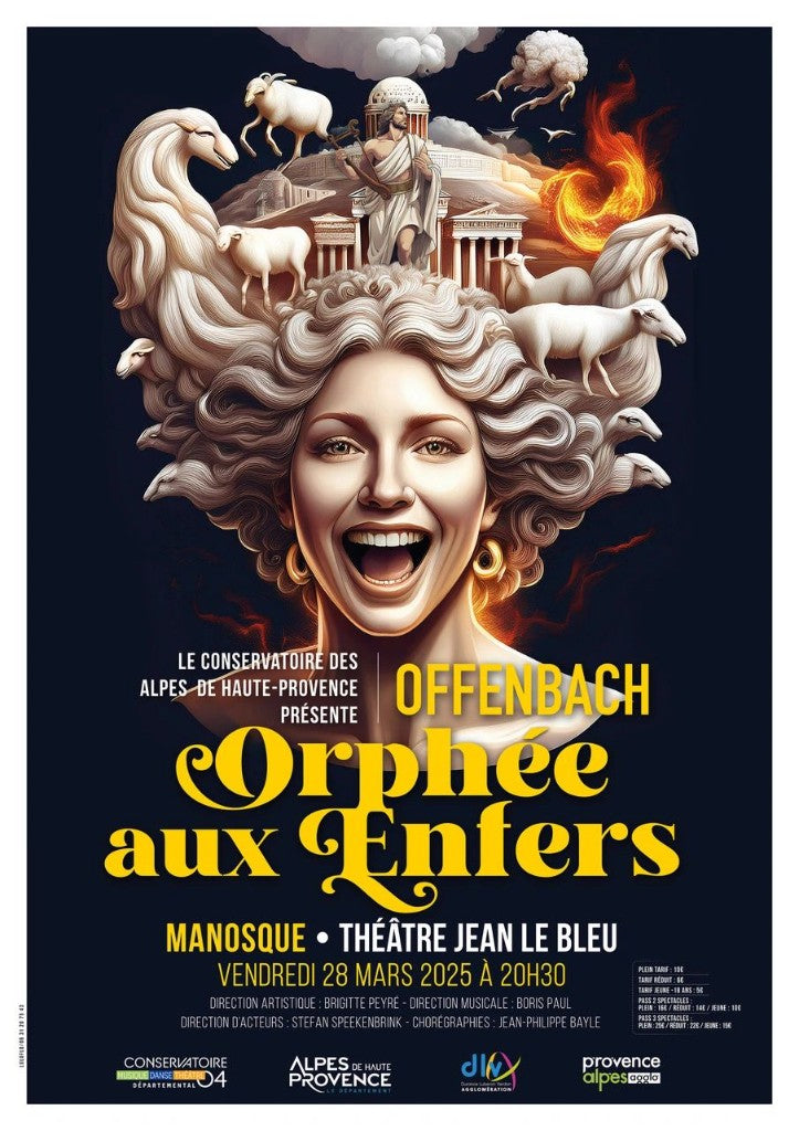 Affiche Orphée aux Enfers – Manosque 2025